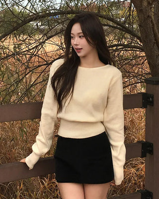 Belted corduroy mini skirt