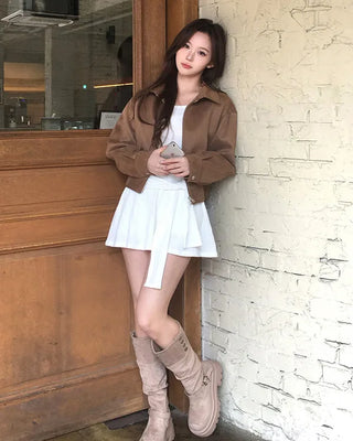 Suede long-sleeve jacket