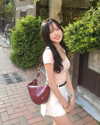[5 colors] Square Neck Knit T-Shirt