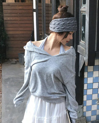 Wool blend hooded knit t-shirt