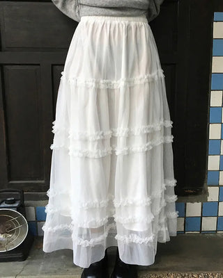 Chiffon flared long skirt