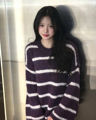 Striped oversized long-sleeve knit