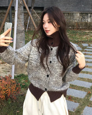 Color-block knit cardigan