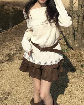Tiered flared mini skirt