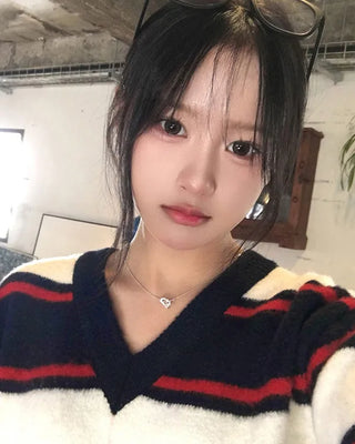 Wool blend V-neck striped knit