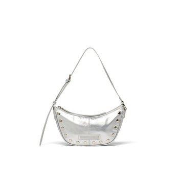 STUD LEATHER SHOULDER BAG IN SILVER