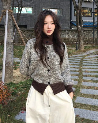 Color-block knit cardigan