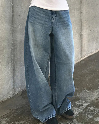 (S-3XL) Back pocket stitch balloon wide pants