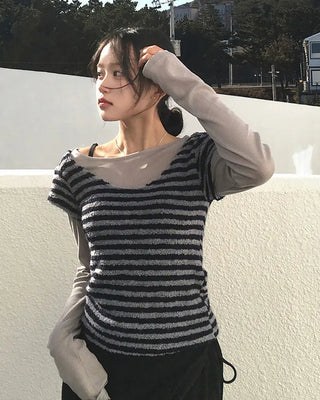 Crew neck slim fit long sleeve t-shirt