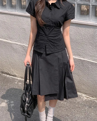 Pleated shirt blouse