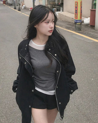 Oversized long-sleeved jacket