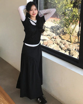 Flared long skirt