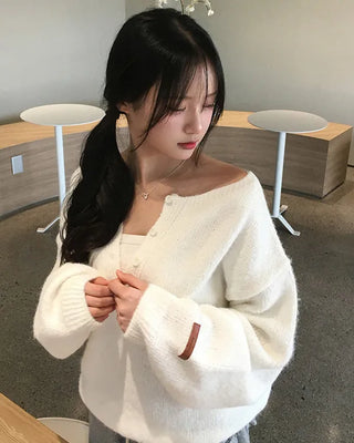 Wool blend Henley neck knit