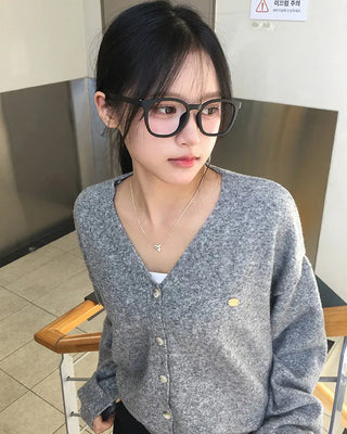 Wool blend pendant cardigan