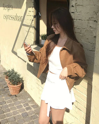 Suede long-sleeve jacket