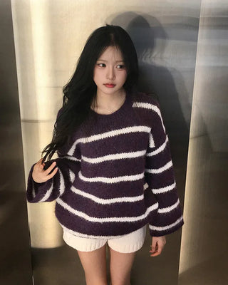 Striped oversized long-sleeve knit