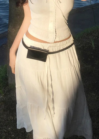 [2 colors] Flared midi skirt