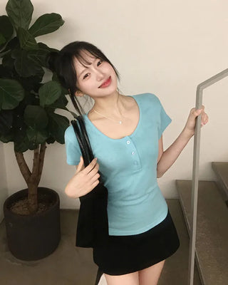 [5 colors] Basic short-sleeved T-shirt