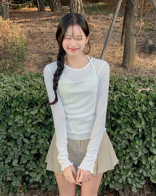 [Set] Frill Camisole & Long Sleeve T-Shirt
