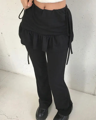 Frilled skirt bootcut pants