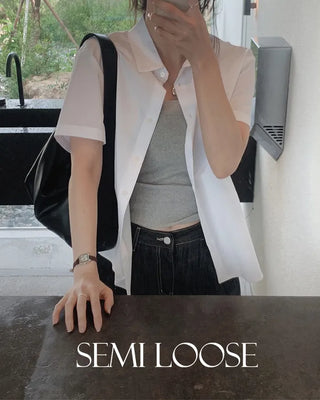 Semi-cropped short-sleeved shirt - 5 colors