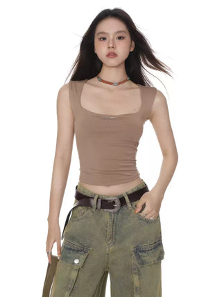 Solid color camisole slim vest