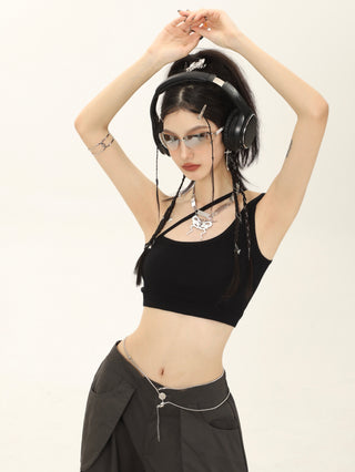 One-shoulder sleeveless camisole vest