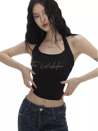 Diamond halter neck slim vest