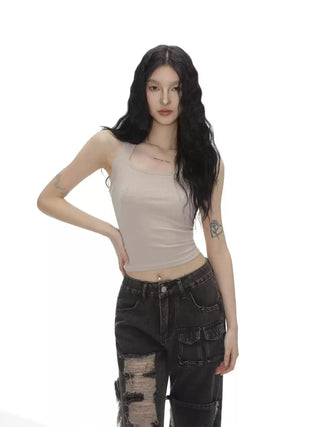 Diamond halter neck slim vest