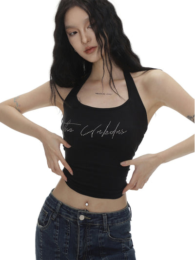 Diamond halter neck slim vest