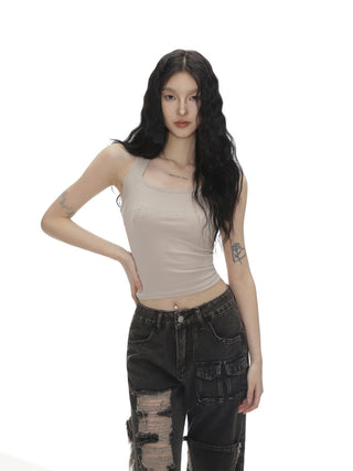 Diamond halter neck slim vest