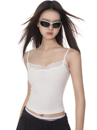 Lace slim fit camisole crop top