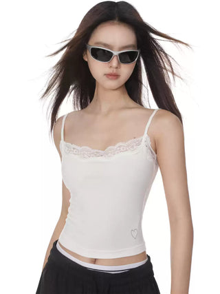 Lace slim fit camisole crop top