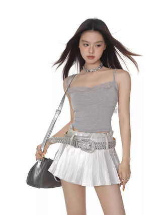 Lace slim fit camisole crop top