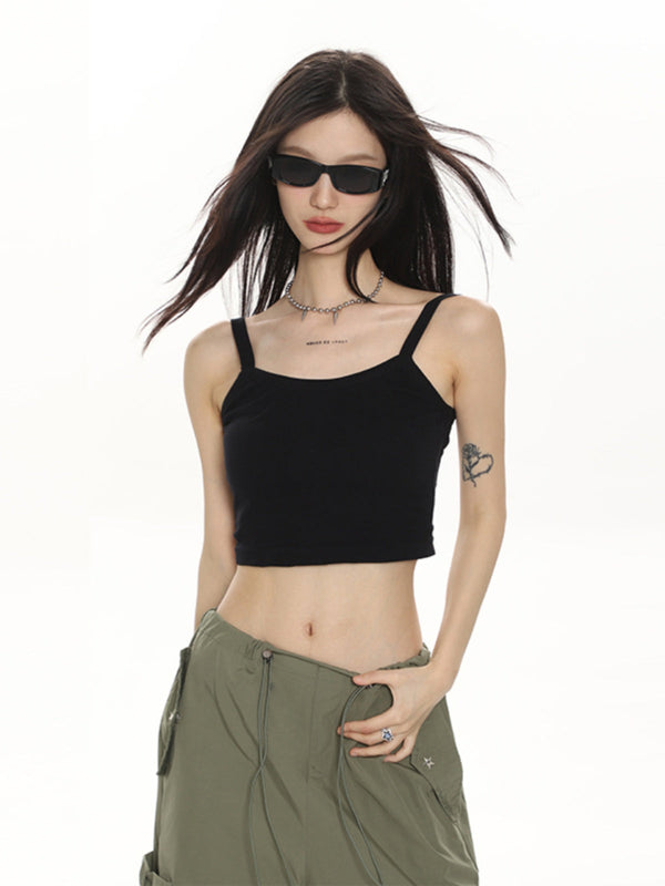 Sleeveless slim vest with chest pad