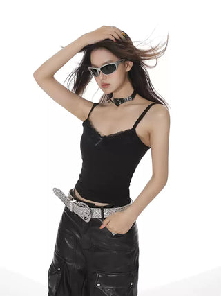 Lace camisole top with chest pad