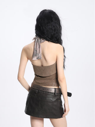 Splicing halter neck camisole slim vest