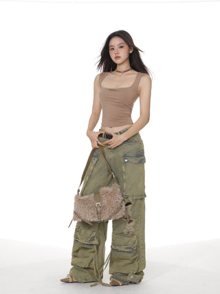 Square collar slim camisole sleeveless top