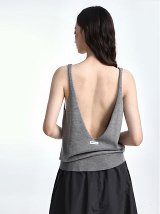 Backless camisole woolen top