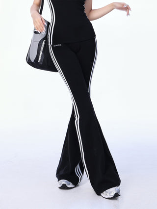 V-neck sporty top and flared sports pants