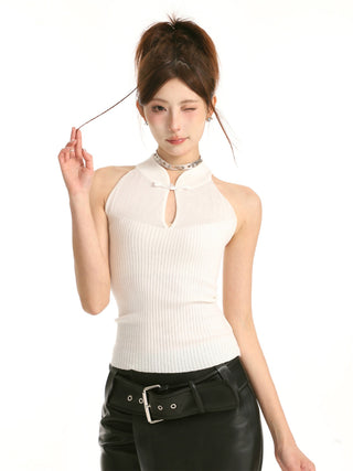 Stand collar slim crop top