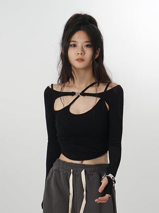 Two-piece design long-sleeved top