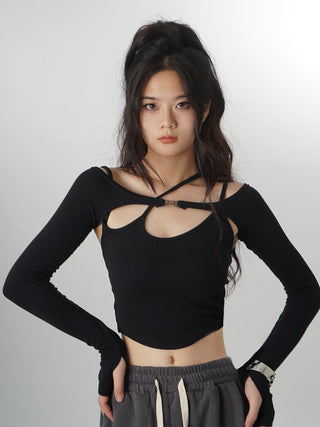 Two-piece design long-sleeved top
