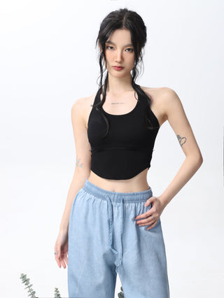 Halter neck slim sporty camisole vest