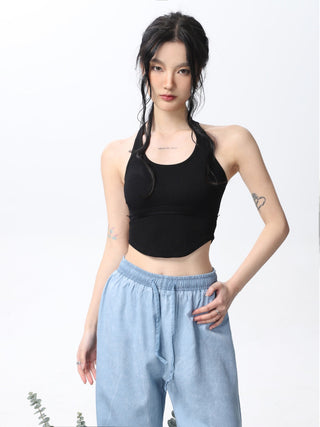 Halter neck slim sporty camisole vest