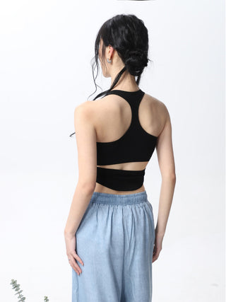 Halter neck slim sporty camisole vest