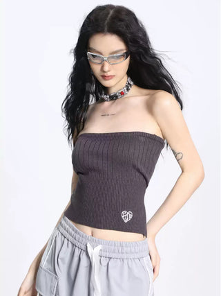 Slim fit knitted sleeveless tube top