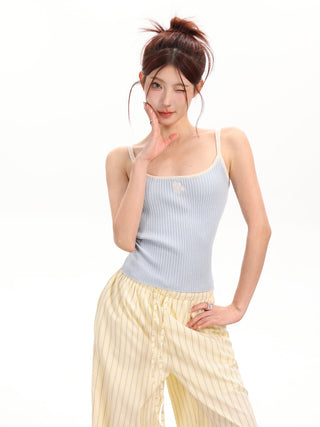 Retro slim knitted sleeveless top