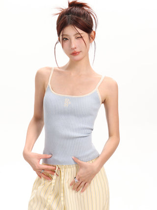 Retro slim knitted sleeveless top