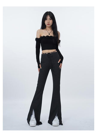 3D flower one-shoulder slim tube top